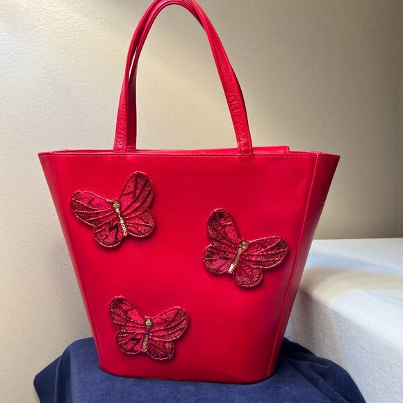 Stuart Weitzman Papillion Red Leather Handbag - Picture 2 of 14